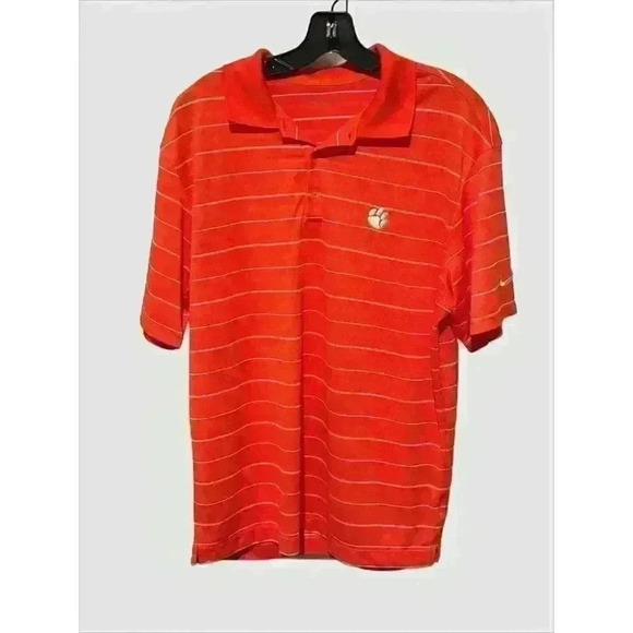 Mens Nike Clemson Tigers Golf Polo Large Dri Fit Orange stripe Paw Logo M - Picture 1 of 6